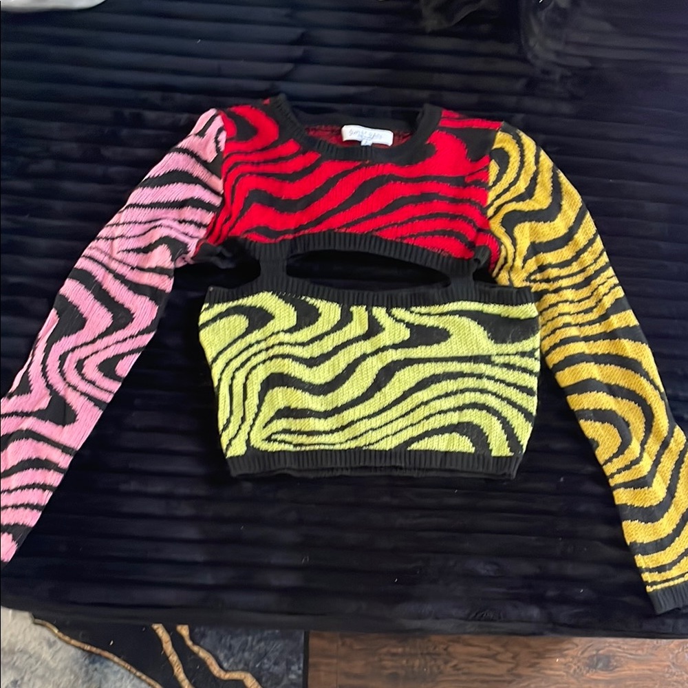 Colorful Zebra Print Sweater